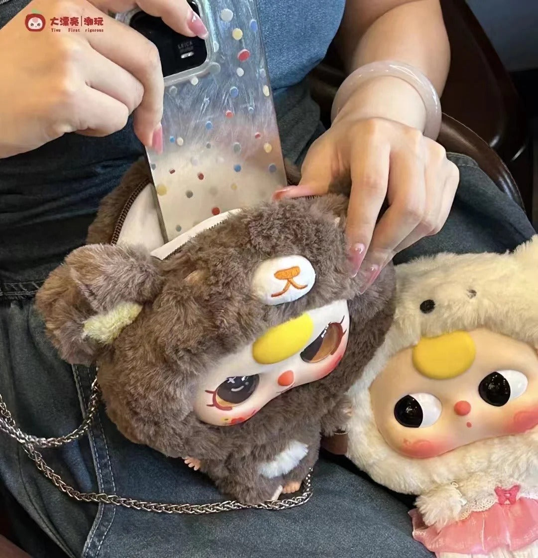 Baby Three Big Head Baby Zipper Bag Plush Dolls Blind Box